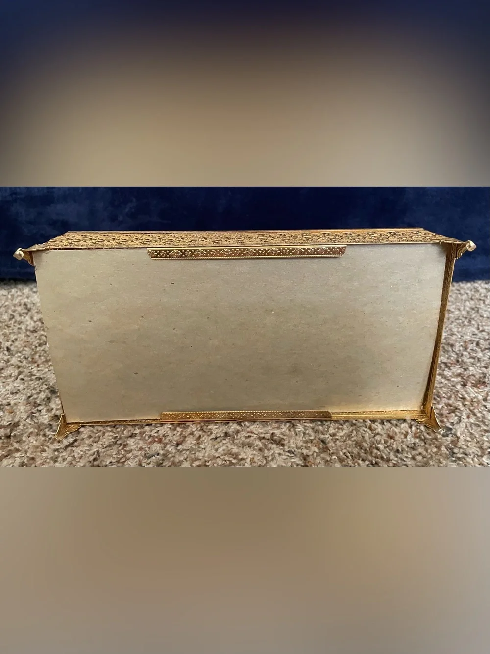 Vintage Gold-Tone Vanity Mirror & Filigree Tissue Holder Hollywood Regency Style